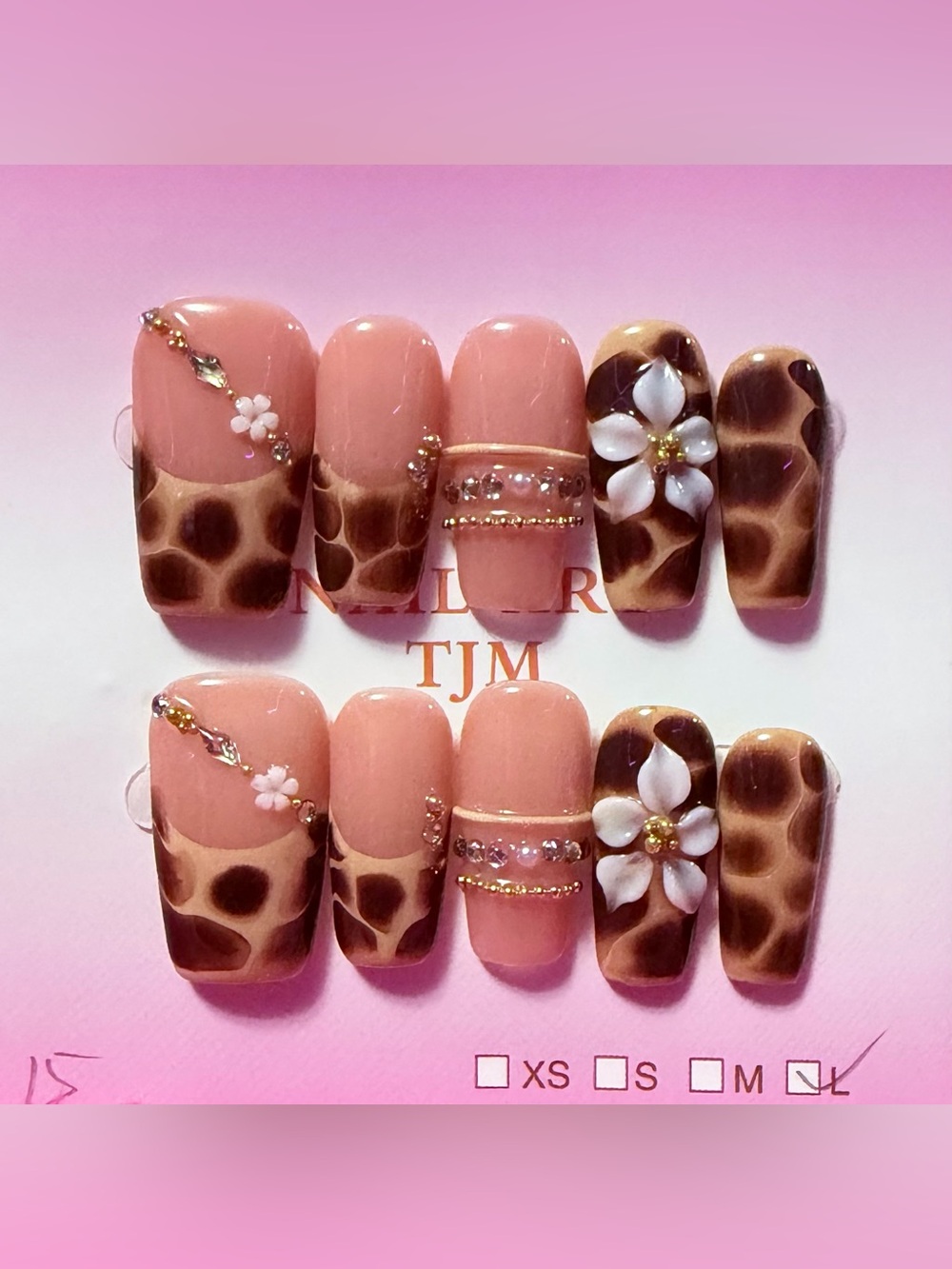 Pink & Brown Floral Leopard Press-On Nail Set